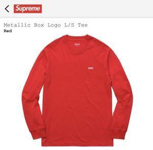 All Red Supreme Box Logo - NEW Supreme Metallic Box Logo L S Tee | eBay