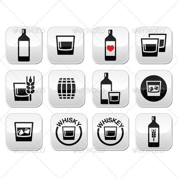 Irish Alcohol Logo - Whisky or Whiskey Alcohol Buttons Set | Whisky Review Co logo ...