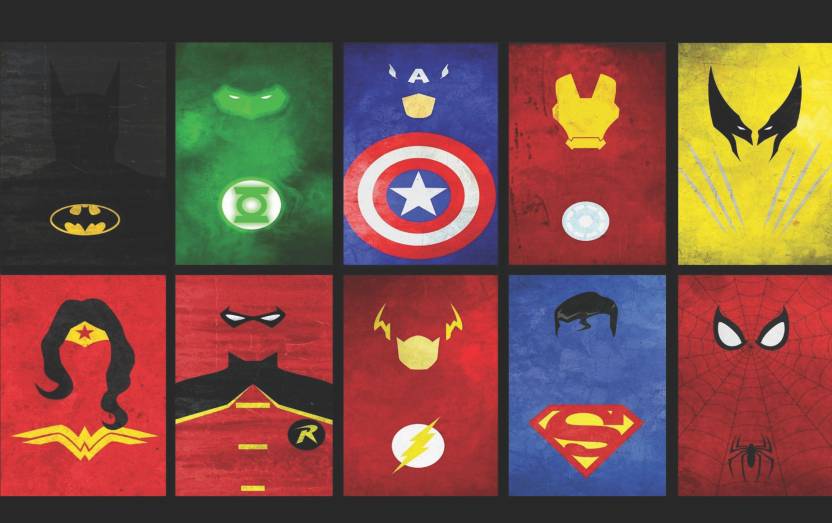 Marvel Superhero Logo - Posterhouzz Poster Marvel Superhero Logo Paper Print - Animation ...