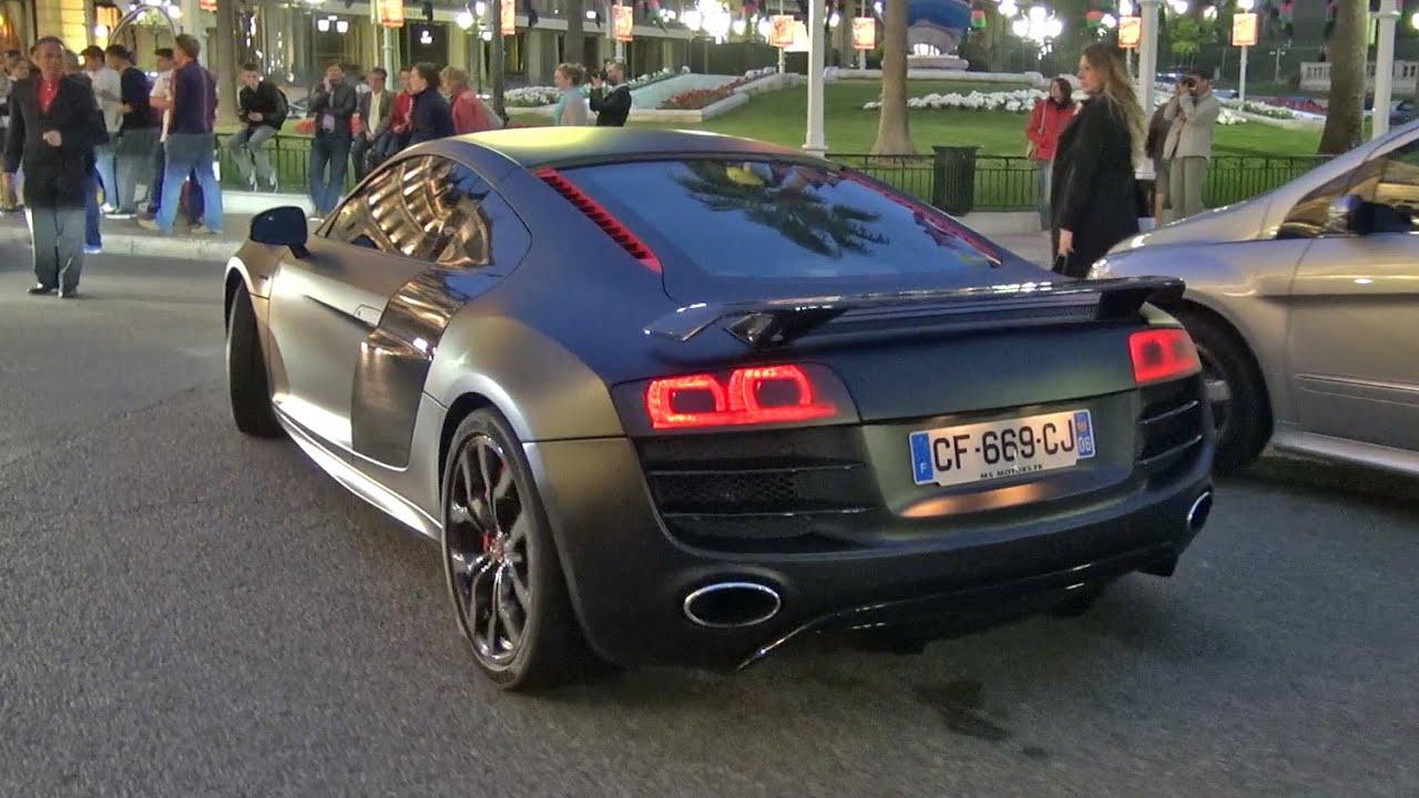 Black Audi R8 Logo - Matte black Audi R8 V10 - Loud Accelerations! - YouTube