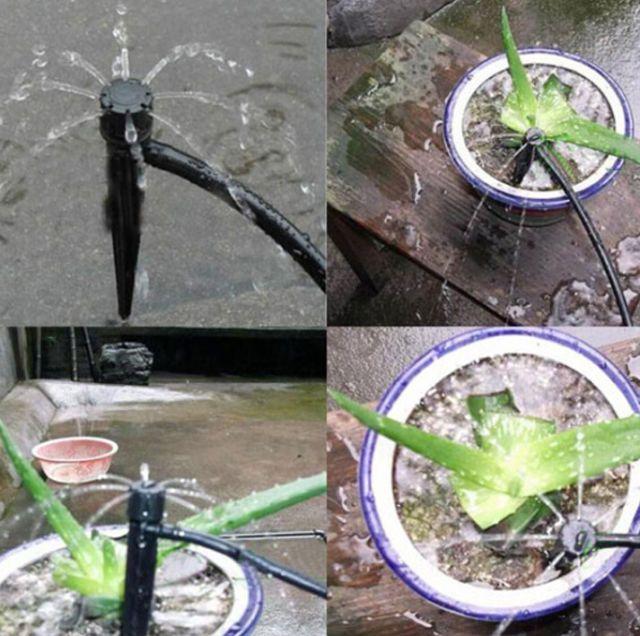 Drip SK Logo - 10x Adjustable Water Flow Irrigation Dripper 360°on Stake Emitter