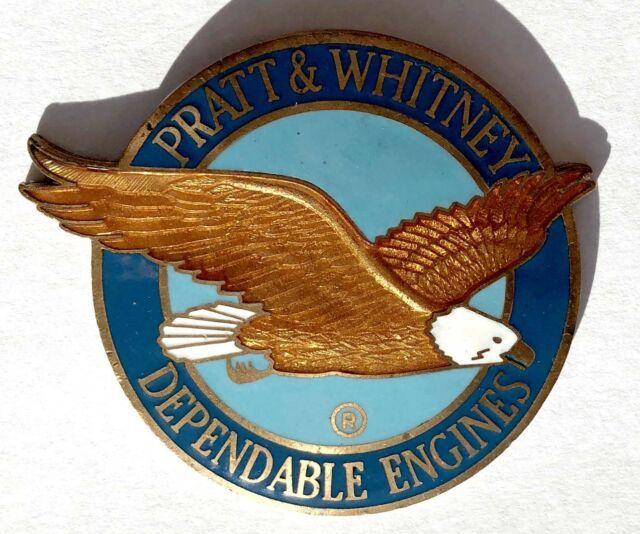 Antique Pratt and Whitney Logo - Vintage Brass and Enamel, Pratt & Whitney Dependable Engines Badge ...