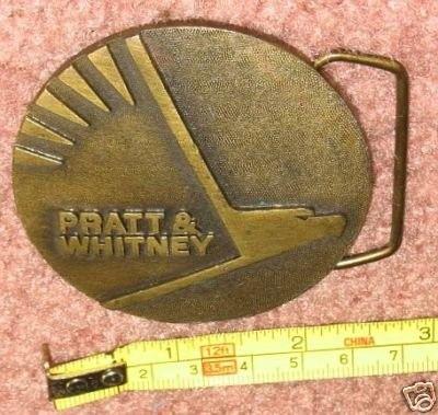 Vintage Pratt and Whitney Logo - Vintage Pratt & Whitney Logo Brass Belt Buckle EX Shape