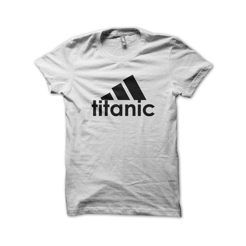 Funny Adidas Logo - T Shirt Adidas Logo Titanic Funny White