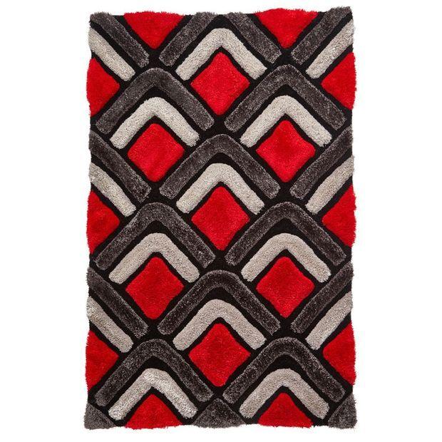 Black and Red Rectangles Logo - Shaggy House 8199 Black Red Rugs 8199 Black Red Rugs
