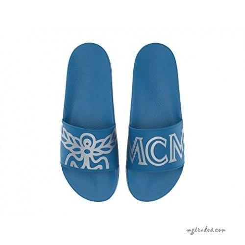 Blue MCM Logo - MCM Logo Slide Sandal Munich Blue 8968294