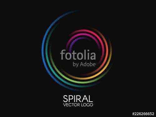 Color Swirl Logo - Spiral logo. Round logotype design. Color swirl on black background