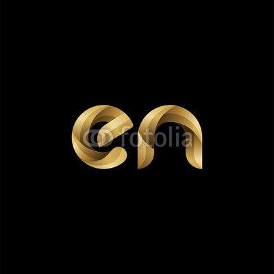 Color Swirl Logo - Initial lowercase letter en, swirl curve rounded logo, elegant