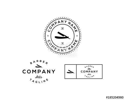 Razor Company Logo - Hairdressing and Barber Shop Tools - Razor Company Set Logo Vintage ...