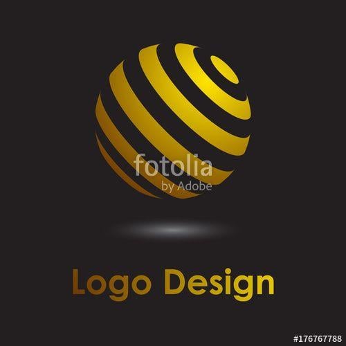 Gold Colored Logo - Shiny gold colored logotype or logo design with black background and ...