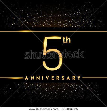 Gold Colored Logo - five years anniversary celebration logotype. 5th anniversary logo