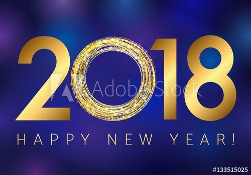 Gold Colored Logo - New year 2018 gold colored vector logo. Happy holidays colorful