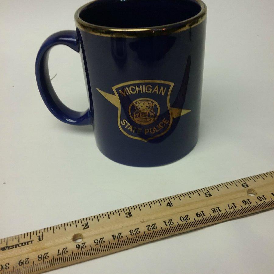 Gold Colored Logo - Original Michigan State Police coffee cup gold colored Logo preowned