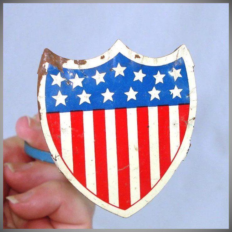 Patriotic Flag Logo - Union Shield Patriotic Flag Holder Radiator Ornament For Automobile ...