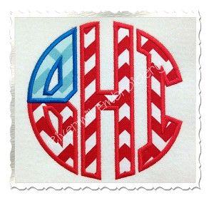 Patriotic Flag Logo - Patriotic Flag Round 3 Letter Monogram Applique Machine