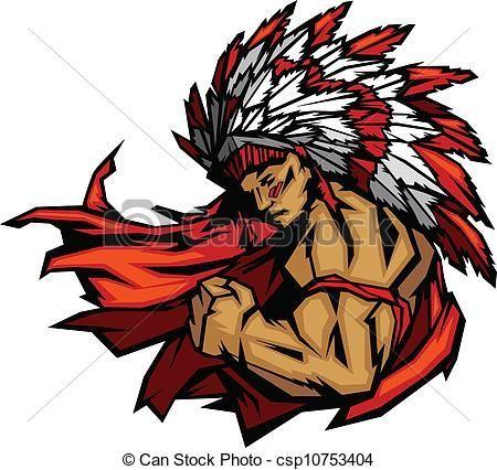 Indian Warrior Logo - Indian Chief Mascot Flexing Arm Graphic