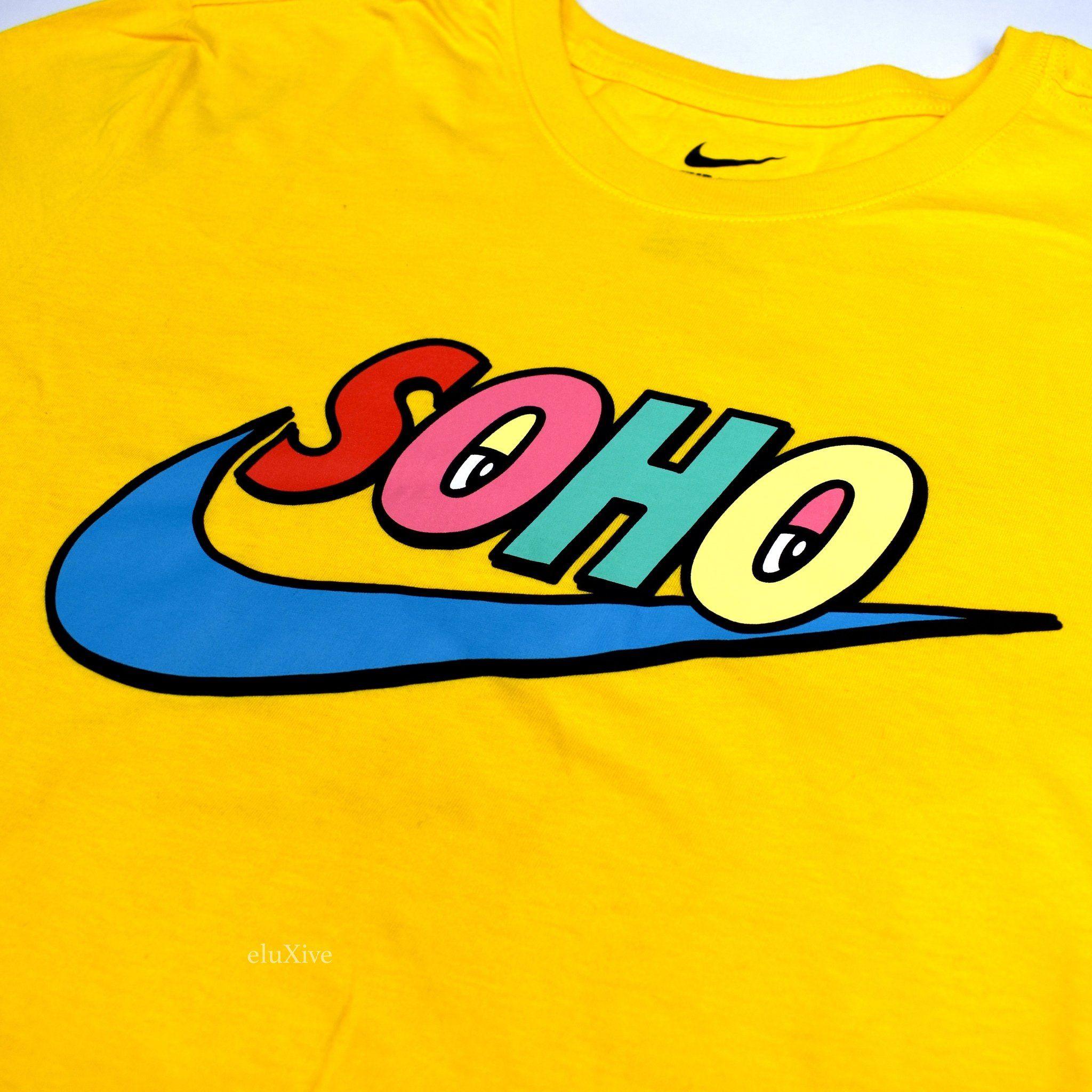 Yellow Nike Logo - Nike - Men's Yellow Soho Exclusive Swoosh Logo Crewneck T-Shirt ...