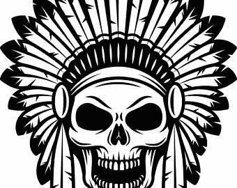 Indian Warrior Logo - Indian Logo 1 Native American Warrior Skull Axe Headdress | Etsy