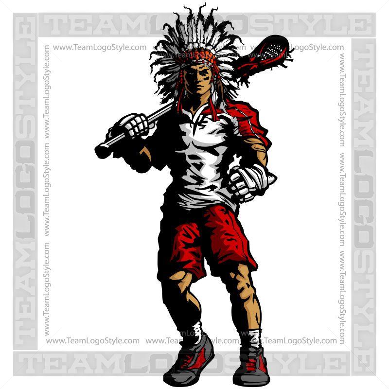 Indian Warrior Logo - Warrior Lacrosse Silhouette - Vector Clipart Indian Chief