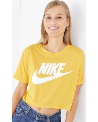 Yellow Nike Logo - Amazing Deal on Nike Logo Cropped Tee - Yellow XS at Urban Outfitters
