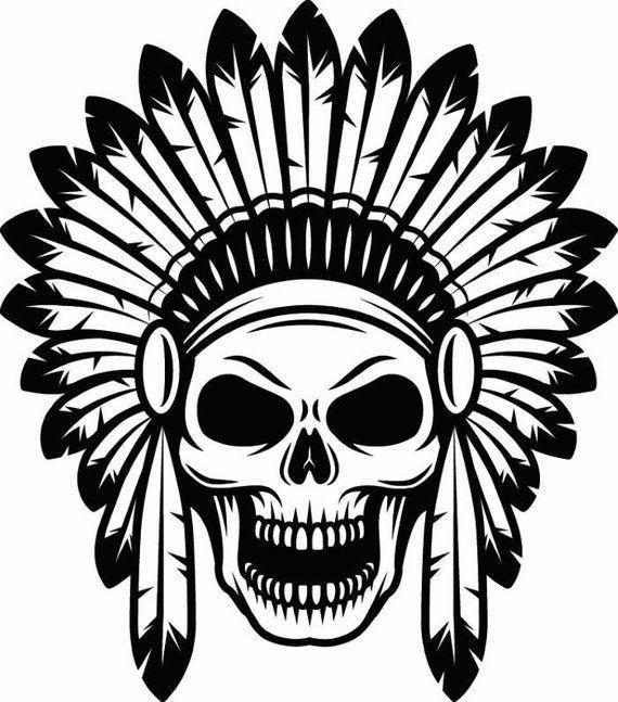 Indian Warrior Logo - Indian Skull 1 Native American Warrior Headdress Feather | Etsy