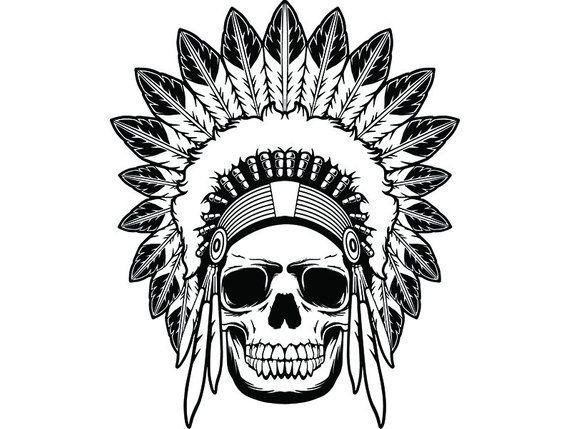 Indian Warrior Logo - Indian Skull 4 Native American Warrior Headdress Feather | Etsy