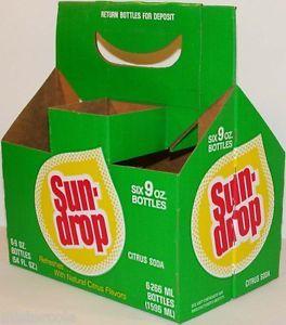 Sun Drop Logo - Vintage soda pop bottle carton SUN DROP rain drop logo new old stock ...