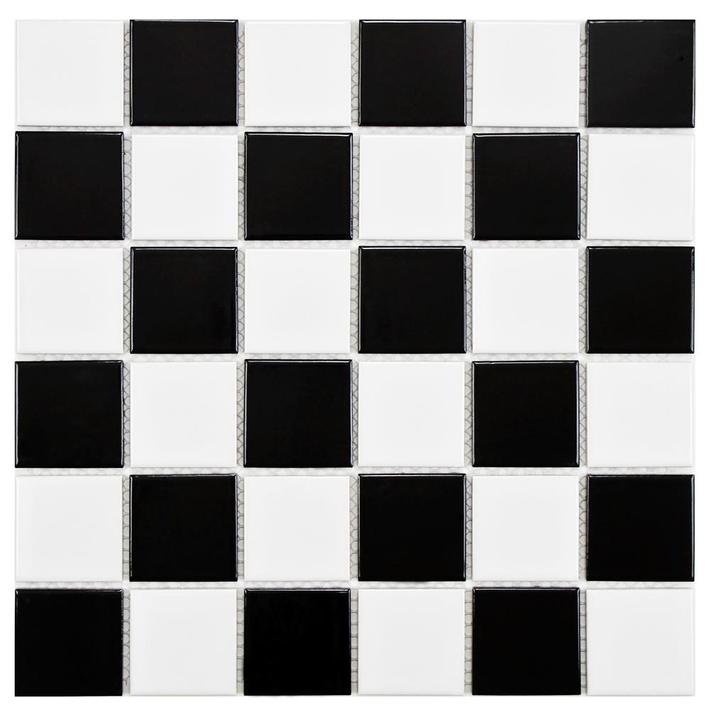 Black and White Square Logo - Merola Tile Boreal Quad Checker Black And White 11 7 8 In. X 11 7 8