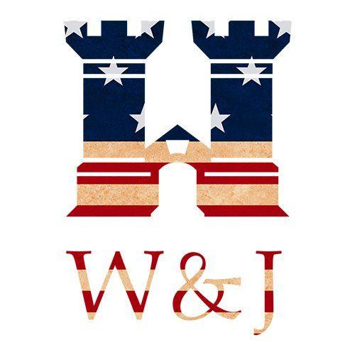 Red White and Blue College Logo - W&J College, white, and blue