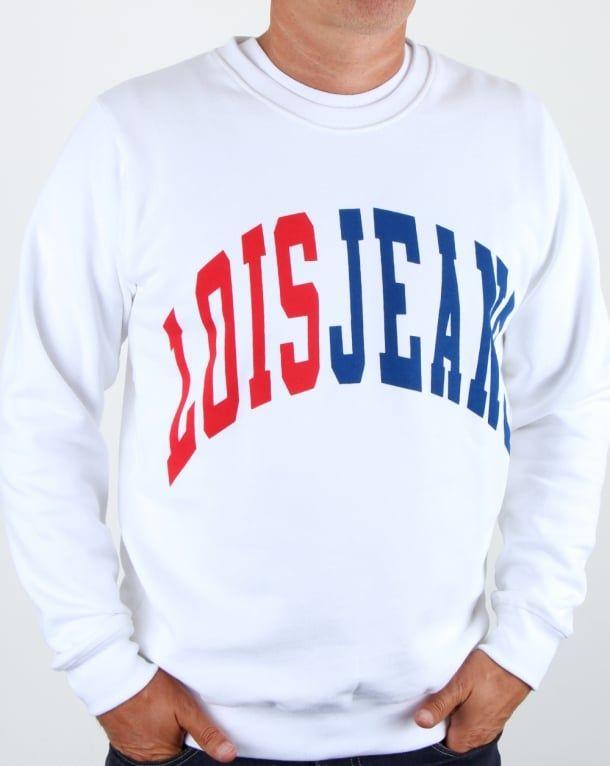 Red White and Blue College Logo - Lois College Sweatshirt White Red Blue, Men's, Jumper, Top