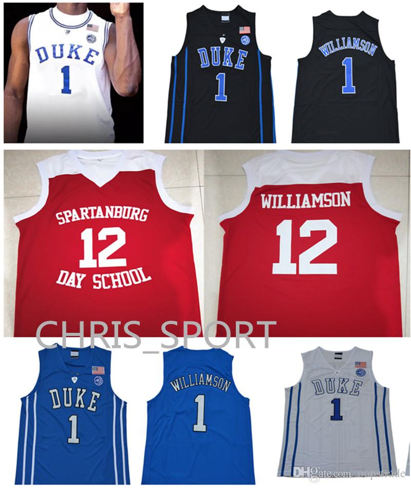 Red White and Blue College Logo - Zion Williamson Basketball Jerseys Duke College Spartanburg
