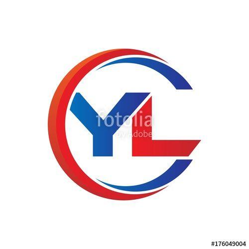 YL Logo - yl logo vector modern initial swoosh circle blue and red Stock