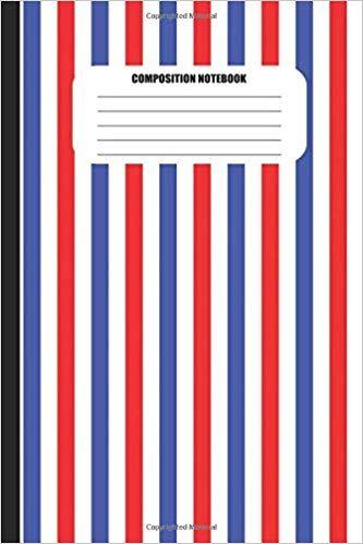 Red White and Blue College Logo - Composition Notebook: Red, White & Blue Vertical Stripes (100 Pages ...