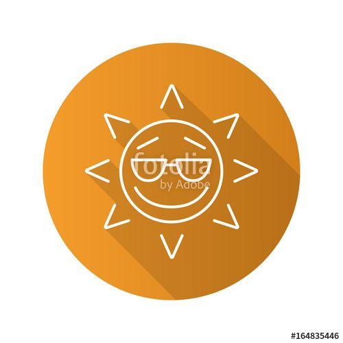 Sun Smile Logo - Cool sun smile flat linear long shadow icon