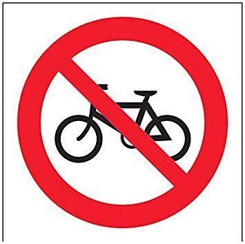 Black and Red B Logo - VSafety 51014AF R Prohibition Logo Sign, Rigid Plastic, No Cycling
