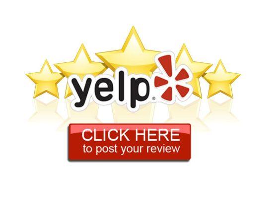 Red 5 Stars Yelp Review Logo - Review us on YELP!. We Love 5 Star Reviews. Las Conchitas Mexican