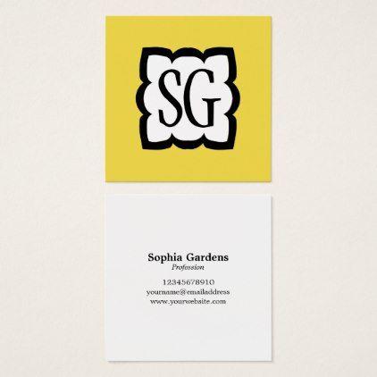 Black and Yellow Square Logo - Curvy Box 03 - Initials - Black with Yellow Square Business Card ...
