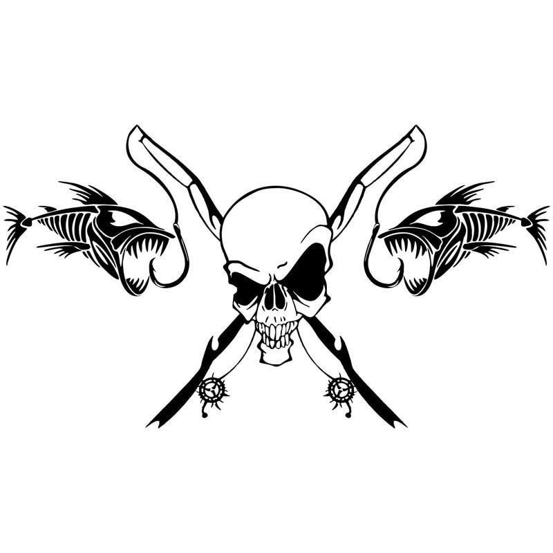 Crossed Fishing Poles Logo - Detail Feedback Questions about 25.4*14CM Fishing Skull Skeleton