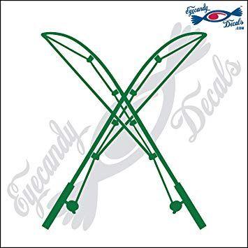 Crossed Fishing Poles Logo - Eyecandy Decals Fishing RODS Crossed 6 Green Decal