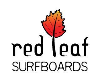 Red Surfboard Logo - Red Leaf Surfboards