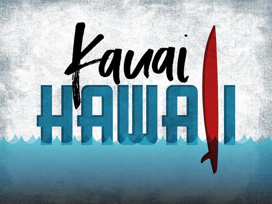 Red Surfboard Logo - Kauai Red Surfboard Digital Art by Flo Karp