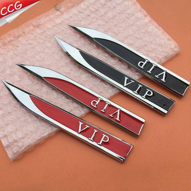 Red and Black VIP Logo - ShuaiZhong 1pair High quality VIP logo Car door Fender side Sticker