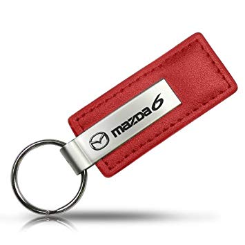 Mazda 6 Logo - Mazda 6 Logo Red Leather Key Chain: Amazon.co.uk: Car & Motorbike