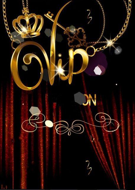 Red and Black VIP Logo - Black VIP Banner Theater Crown Red Curtains Gold Pendants party