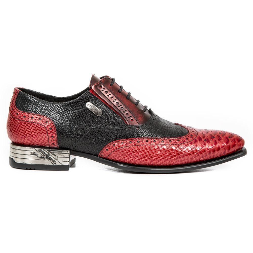 Red and Black VIP Logo - New Rock Mens Python Black & Red Patent Leather VIP Shoes.NW136