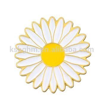 Yellow Daisy Logo - Custom 1.25 Inch Metal White And Yellow Daisy Flower Enamel Lapel