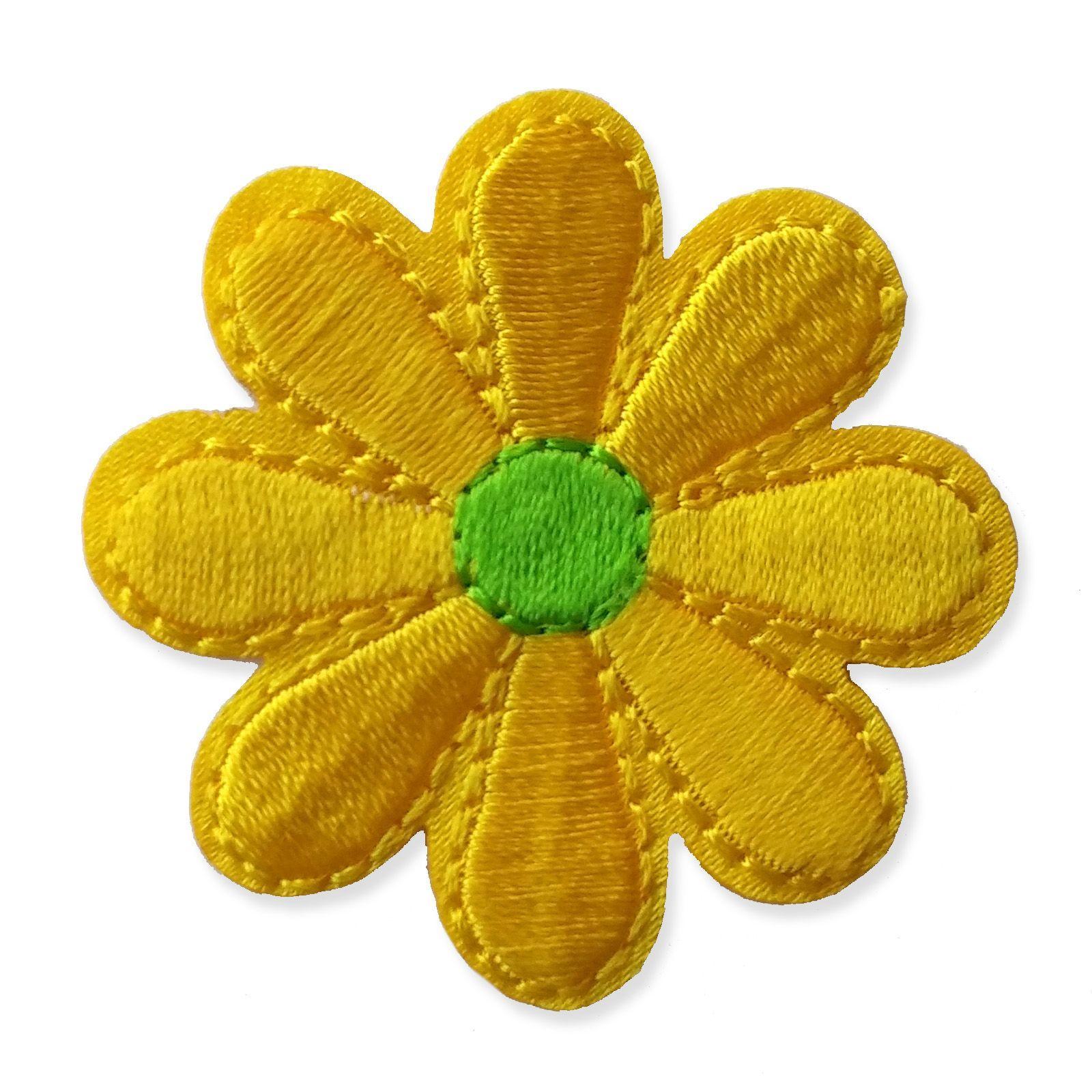 Yellow Daisy Logo - YELLOW DAISY MOTIF IRON ON EMBROIDERED PATCH APPLIQUE