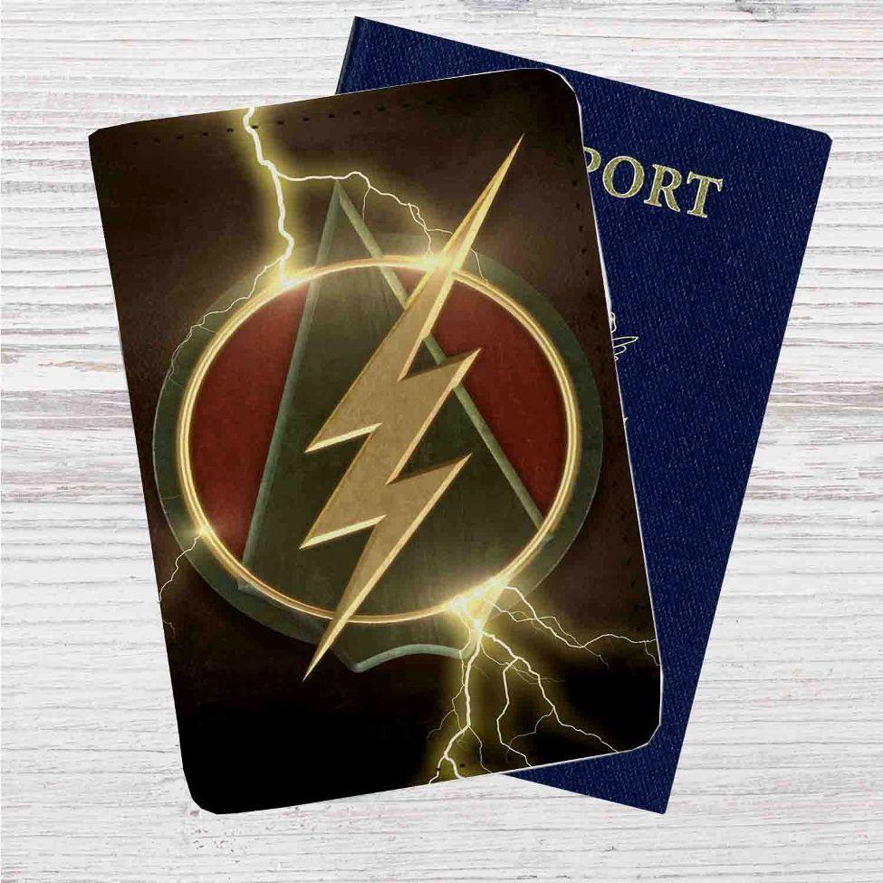 Click This Arrow Logo - The Flash and Arrow Logo Custom Leather Passport Wallet Case Cover