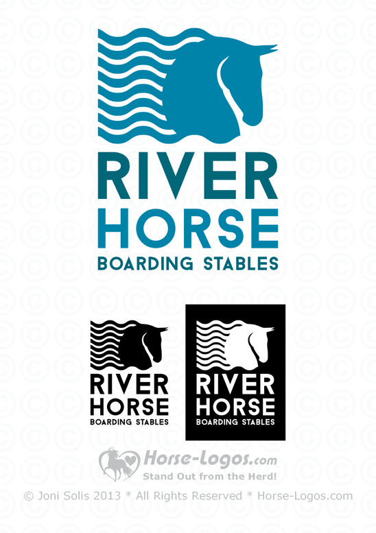 River Horse Logo - A simple two color #horse head #logo - The horse's flowing mane is ...