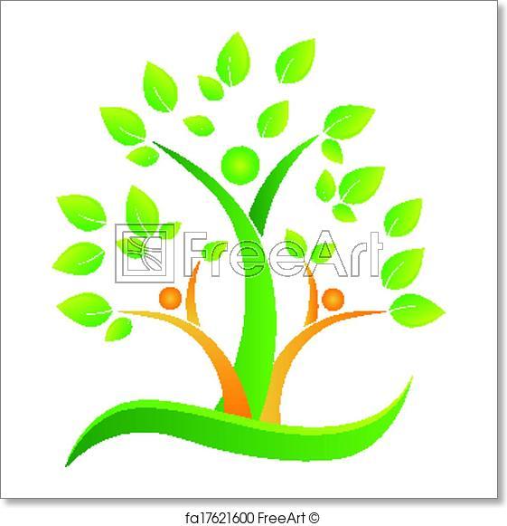 Abstract People Logo - Free art print of Tree with abstract people logo. Tree hearts and ...